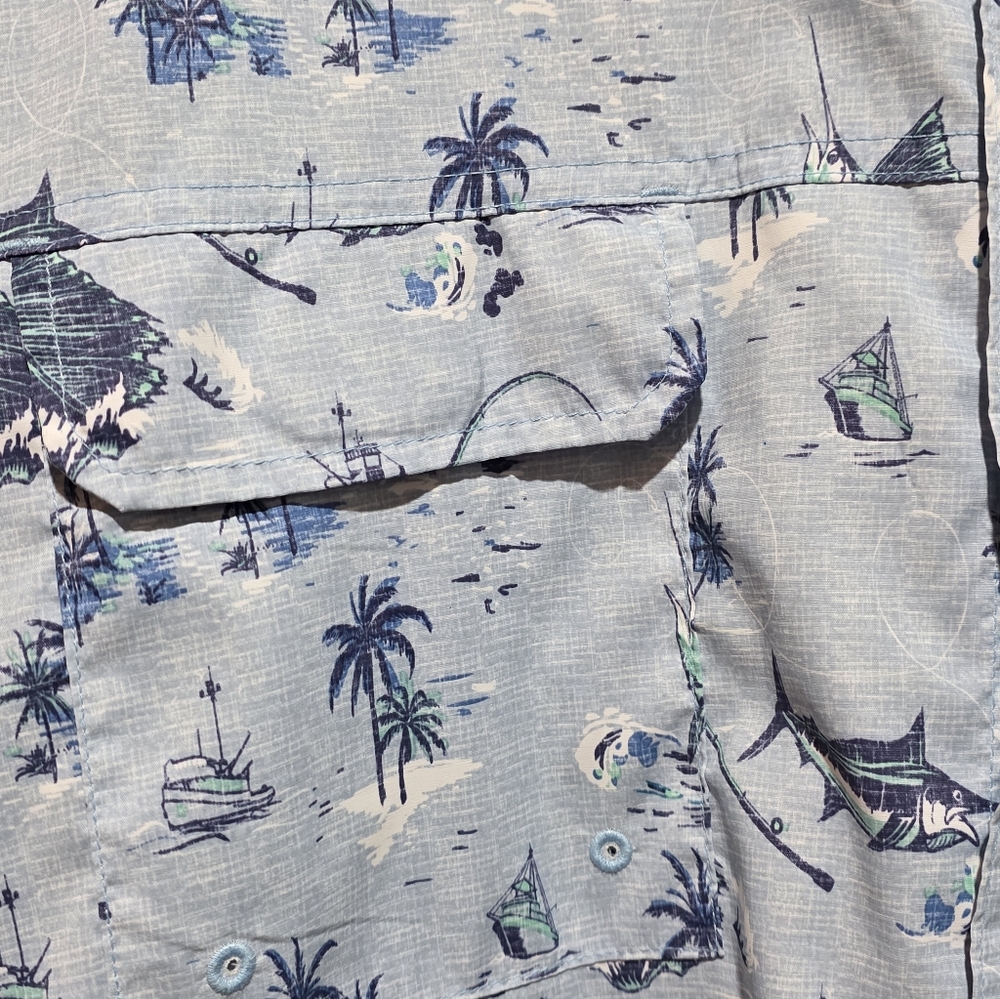 NWOT Men's IZOD Saltwater Short Sleeve Lightweight Shirt. Fishing Print. 2XL - Picture 7 of 9